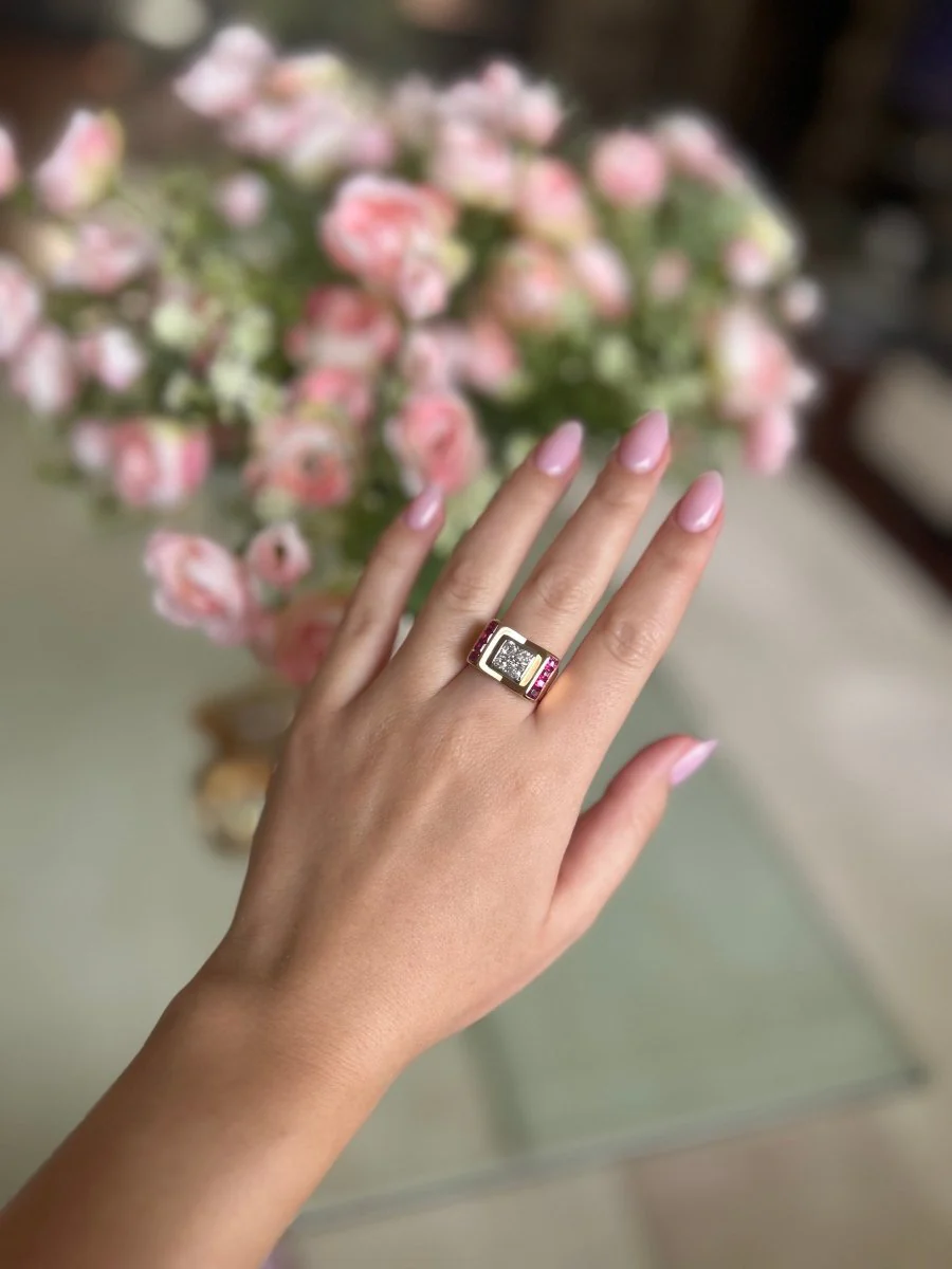 Bague TANK - Or, diamants et rubis - Image 8