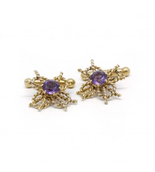 Boutons de manchettes - Or et Améthystes