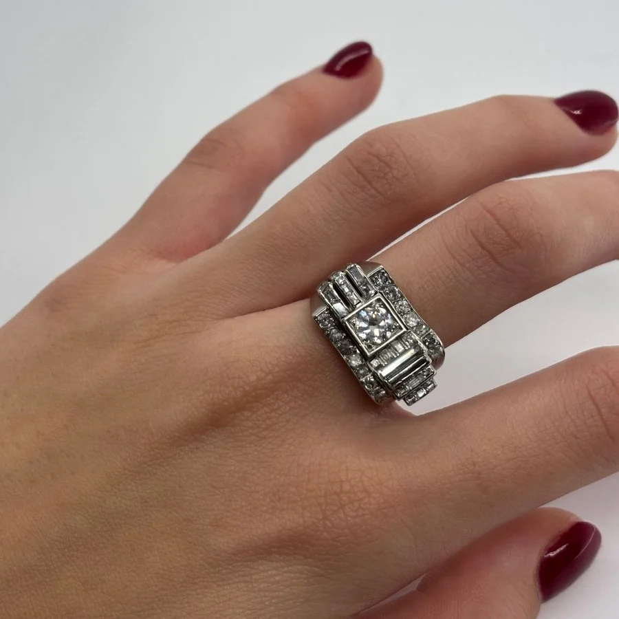 Bague Tank platine et diamants 2,11 ct - Image 2