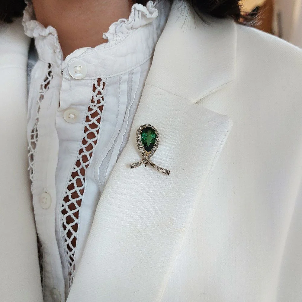 Pendentif en or blanc et tourmaline - Image 2