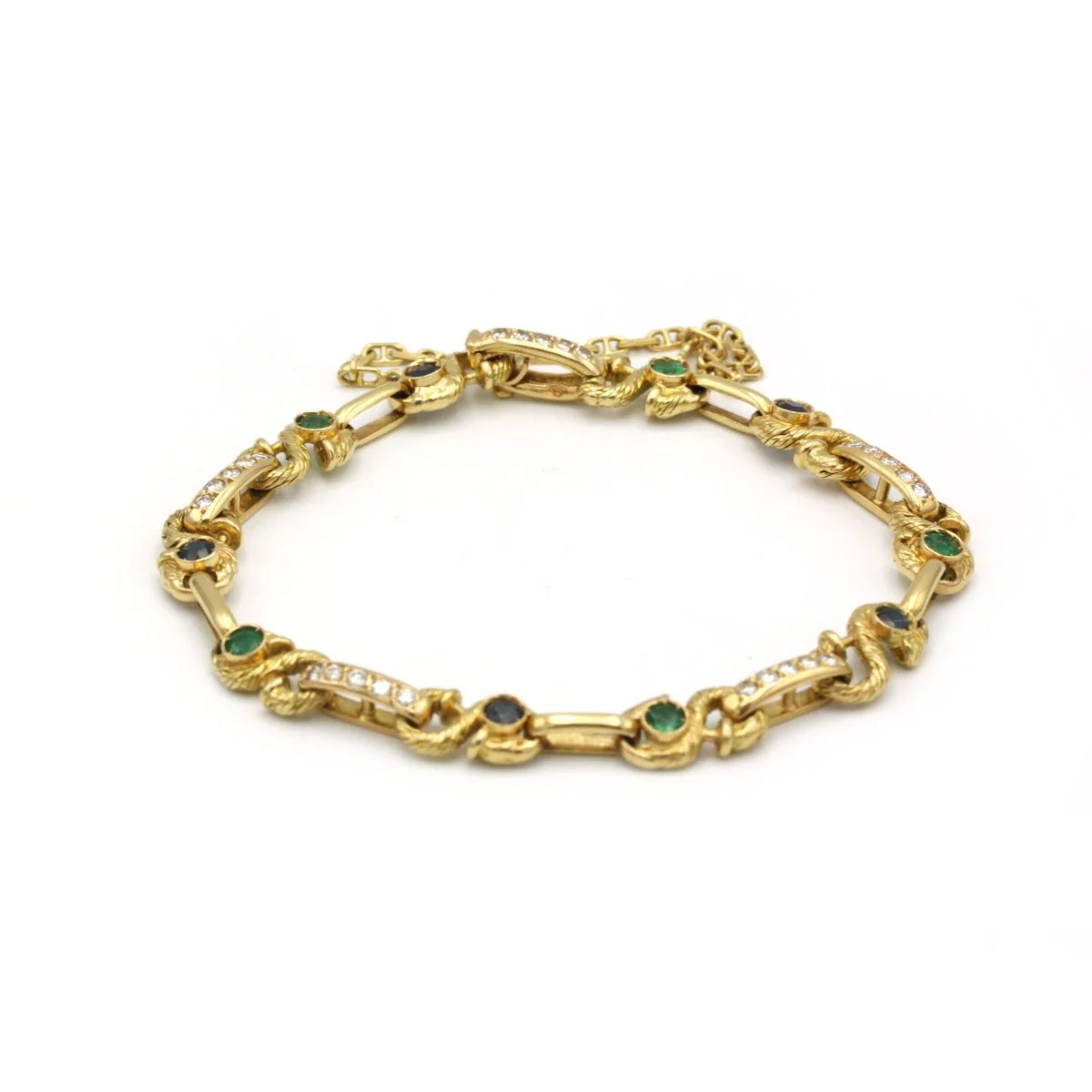Bracelet - Or, diamants, saphirs et émeraudes