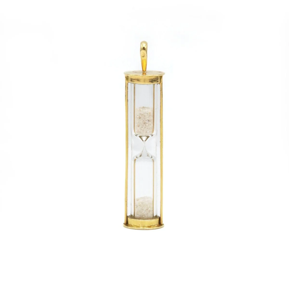 Pendentif en or jaune, verre et sable