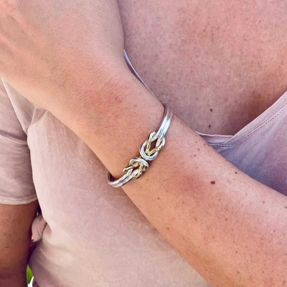 Bracelet Jonc ouvert ZOLOTAS en or jaune et argent - Image 2