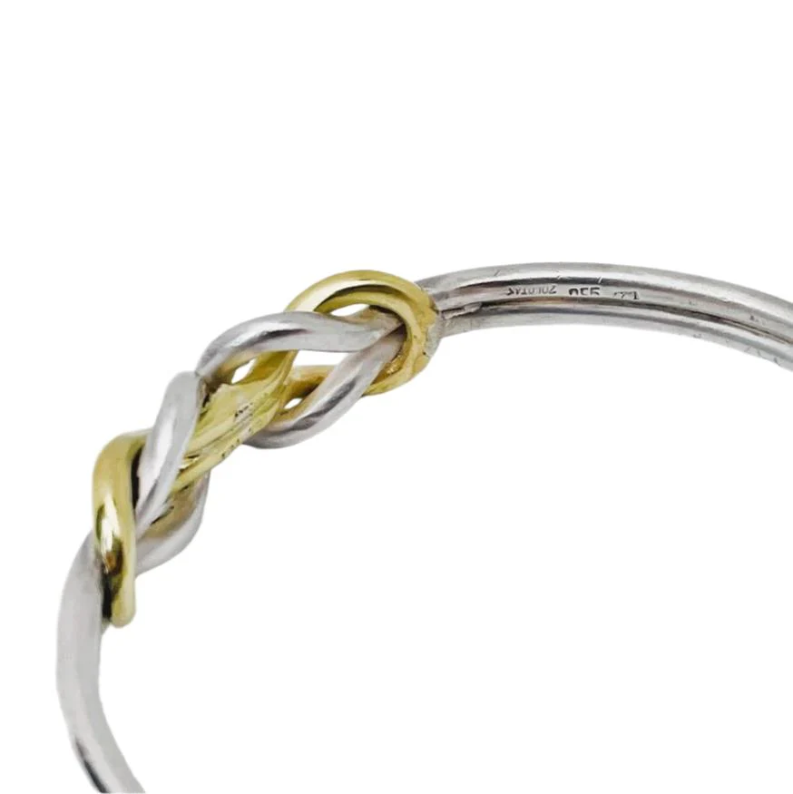 Bracelet Jonc ouvert ZOLOTAS en or jaune et argent - Image 4