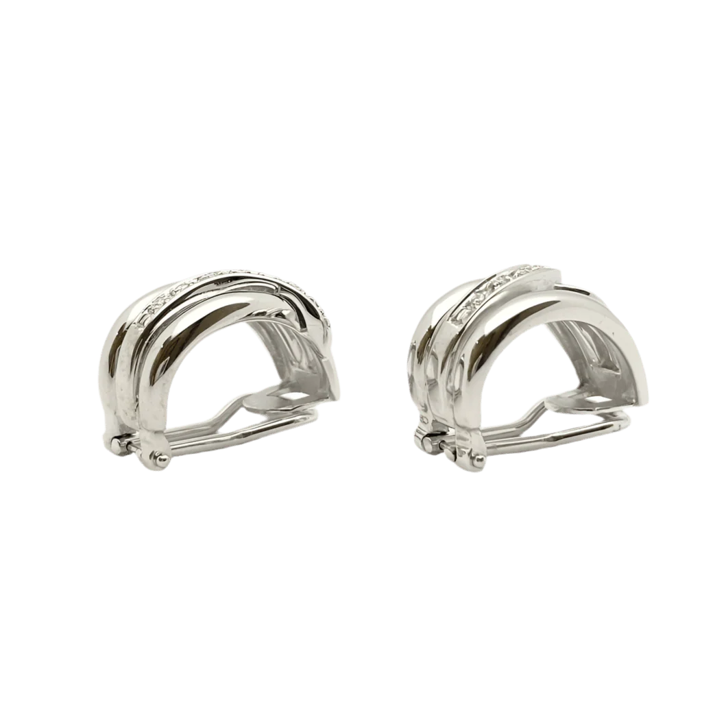 Boucles d'oreilles Clips en or blanc et diamants - Image 2