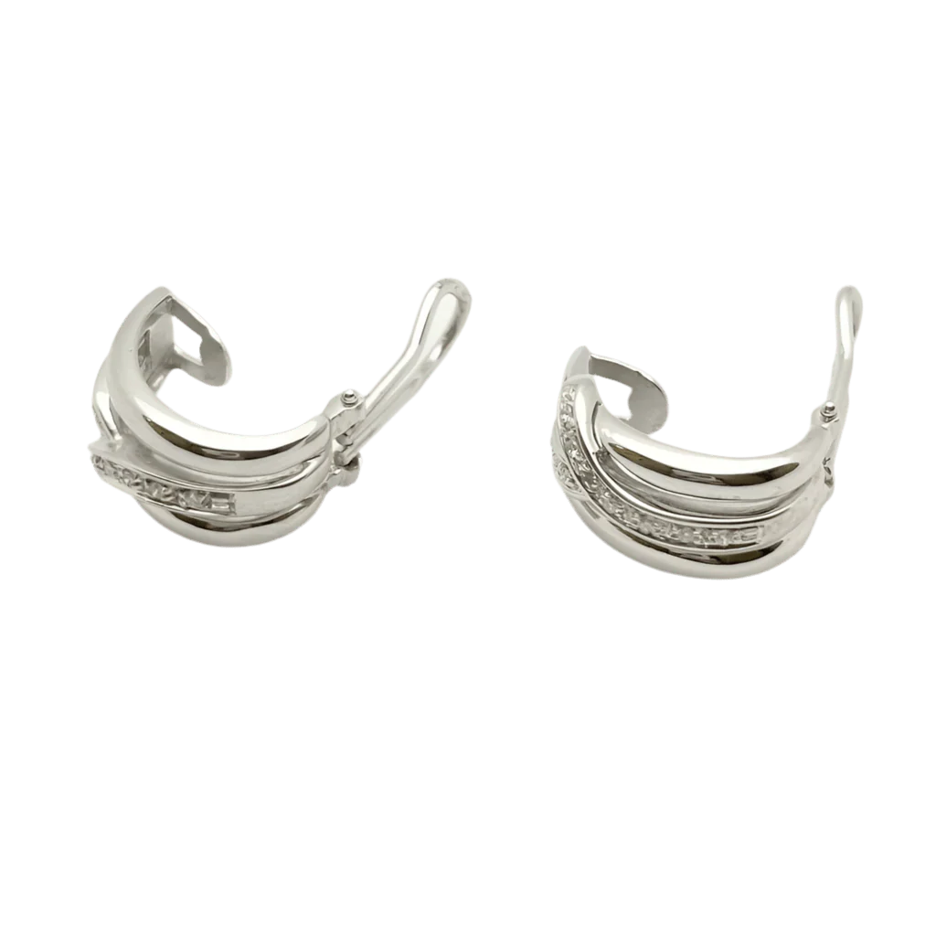 Boucles d'oreilles Clips en or blanc et diamants - Image 4