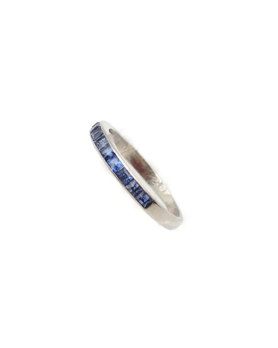 Bague Alliance en or blanc, platine et saphirs - Image 3