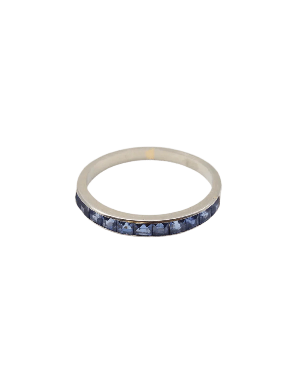 Bague Alliance en or blanc, platine et saphirs - Image 4