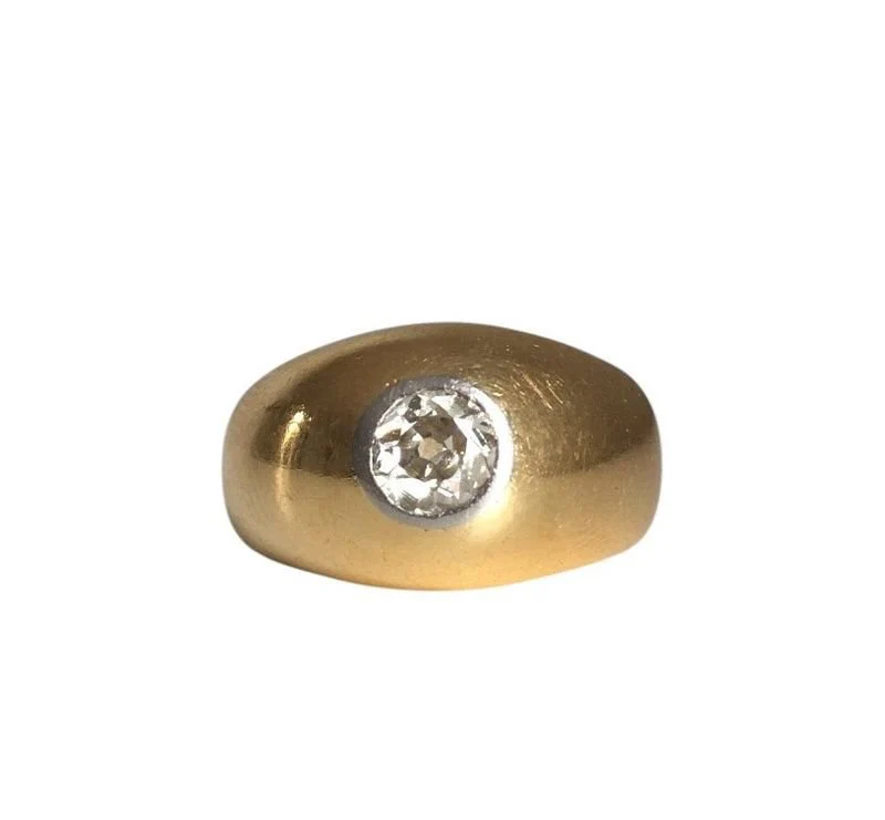 Bague Jonc en or jaune, or blanc et diamant