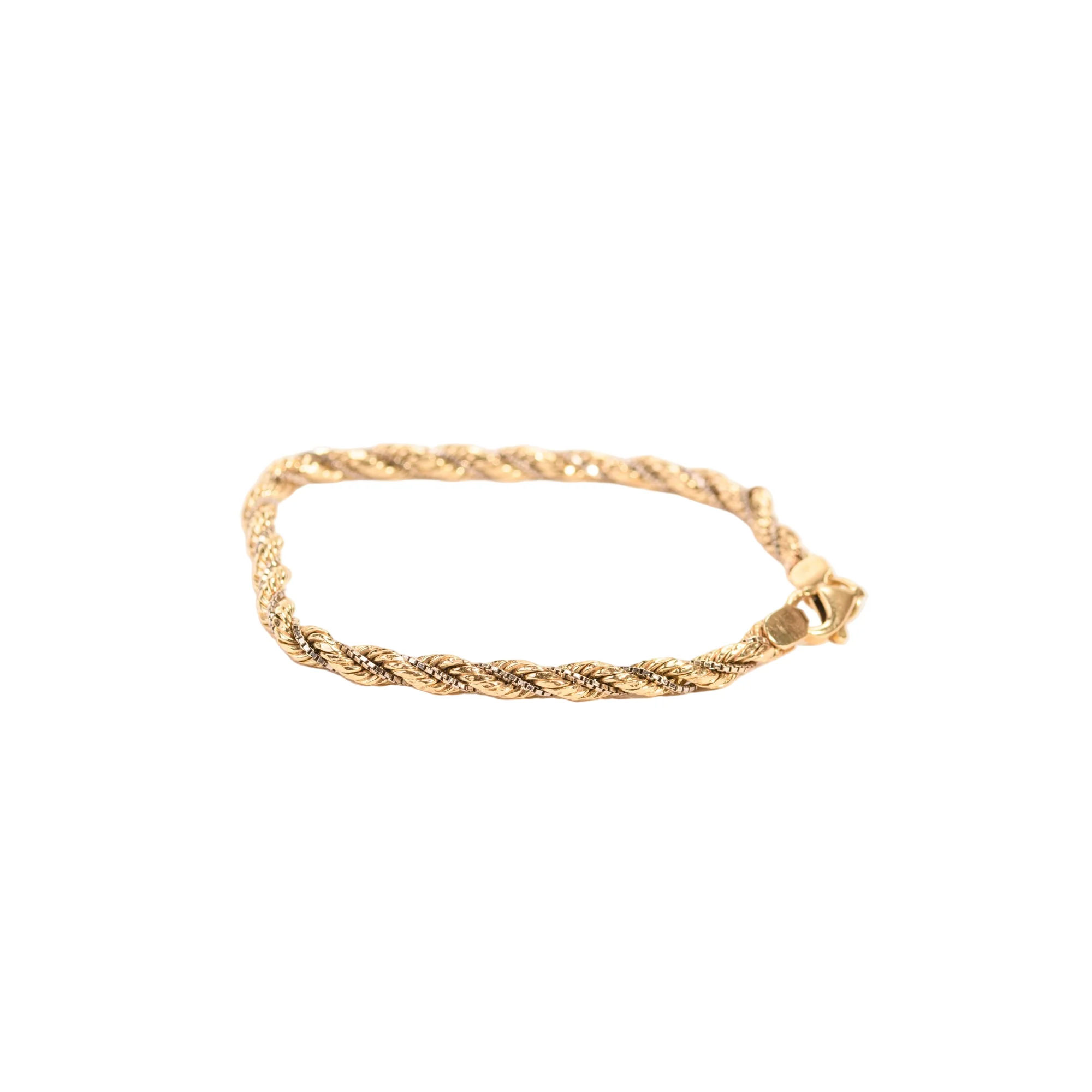 Bracelet Maille corde et vénitienne en or jaune et or blanc - Image 4