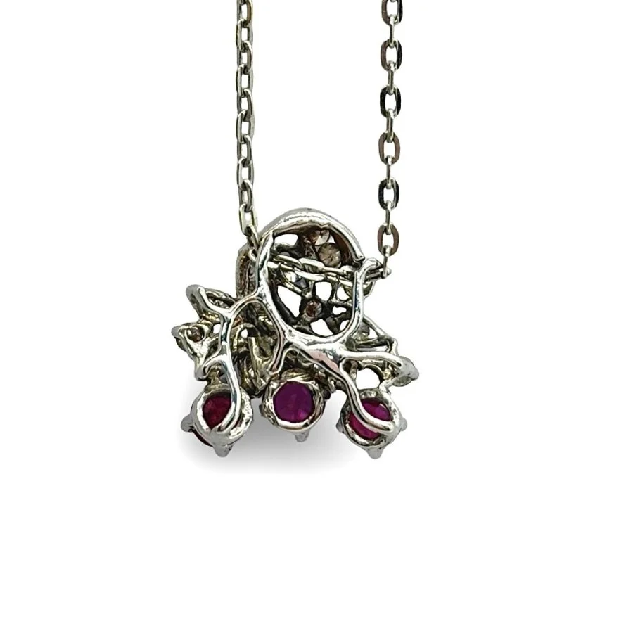 Collier en or blanc, rubis et diamants - Image 2