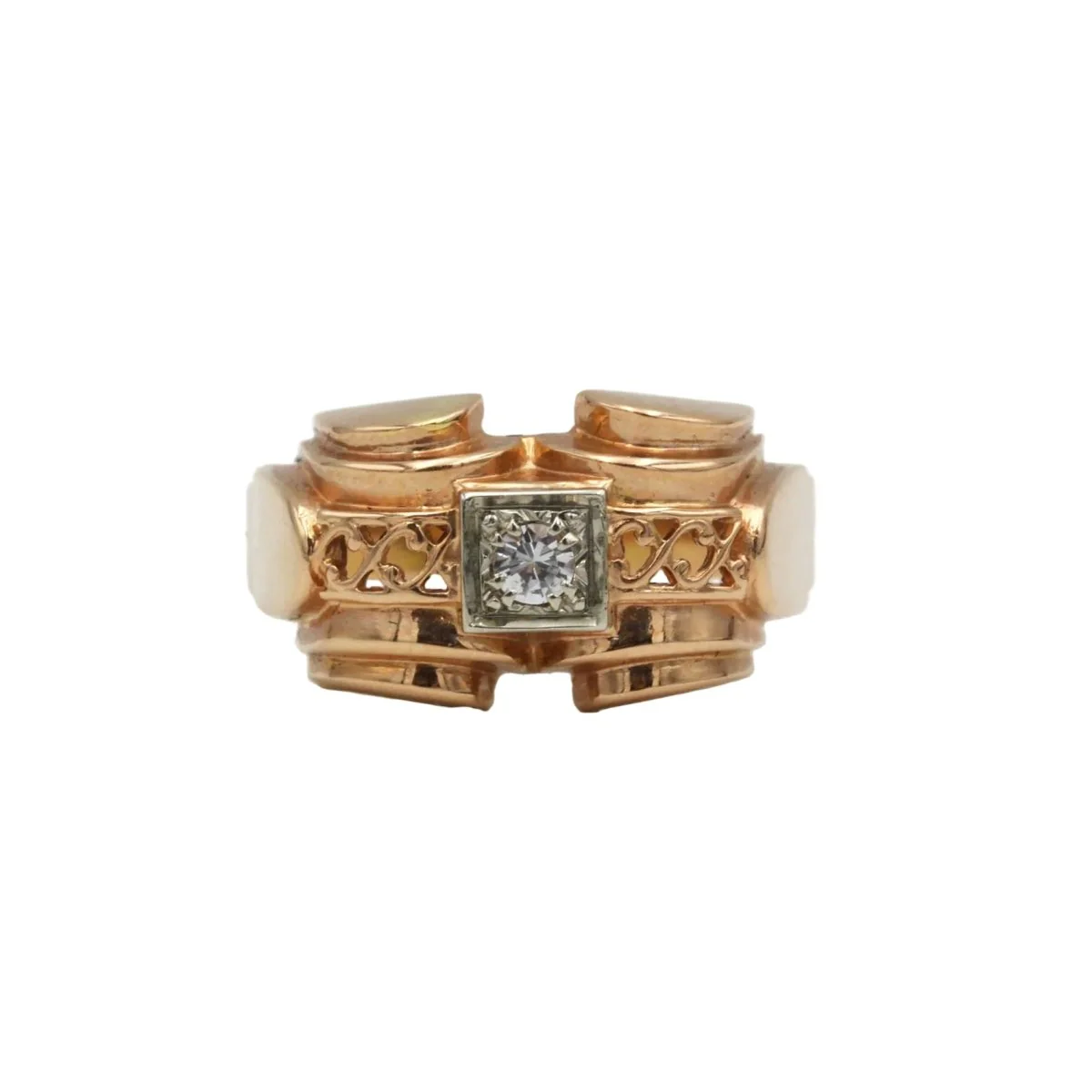 Bague Tank en or jaune et diamant