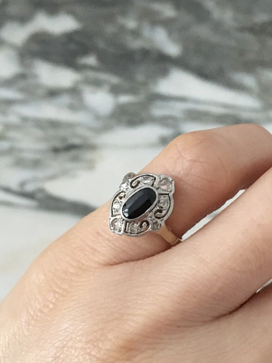 Bague Belle Époque en or jaune 18K et platine - Image 10