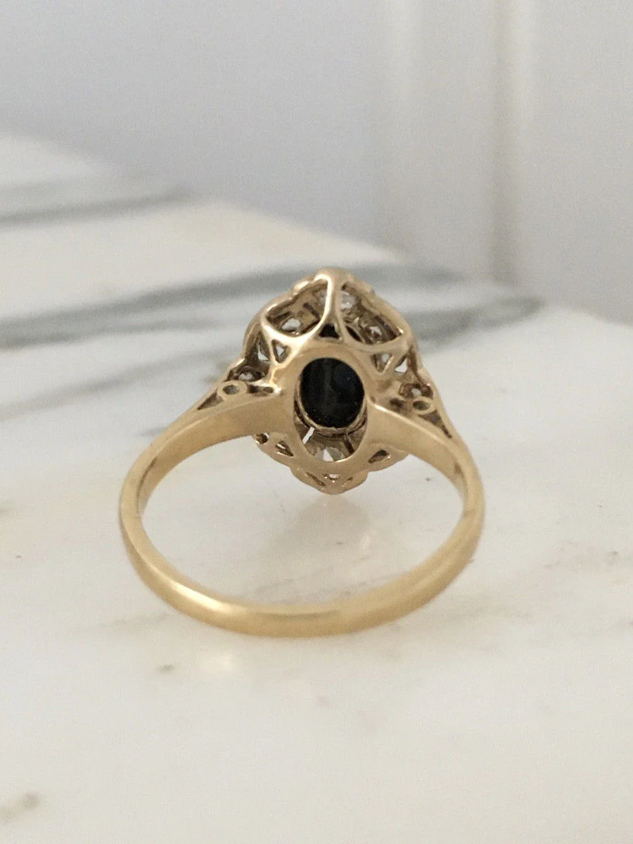 Bague Belle Époque en or jaune 18K et platine - Image 6