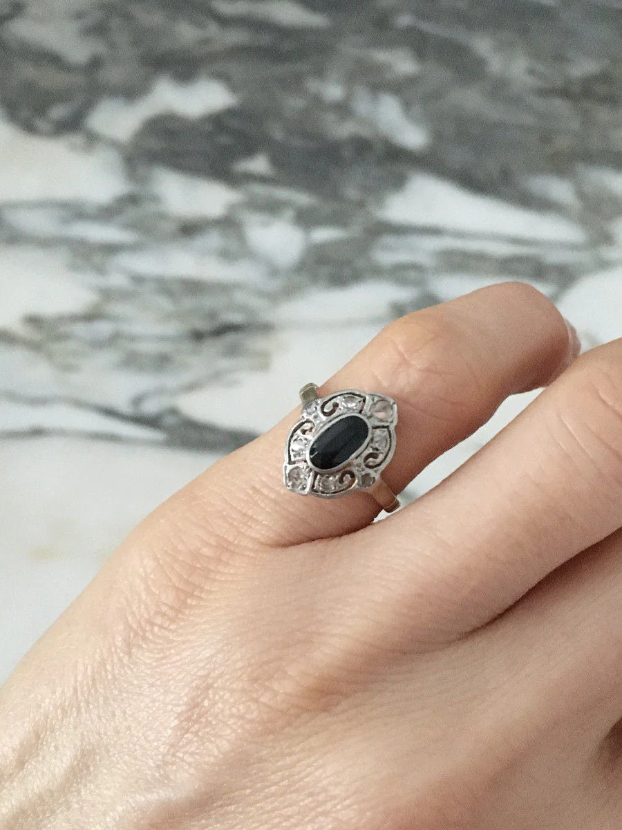 Bague Belle Époque en or jaune 18K et platine - Image 9