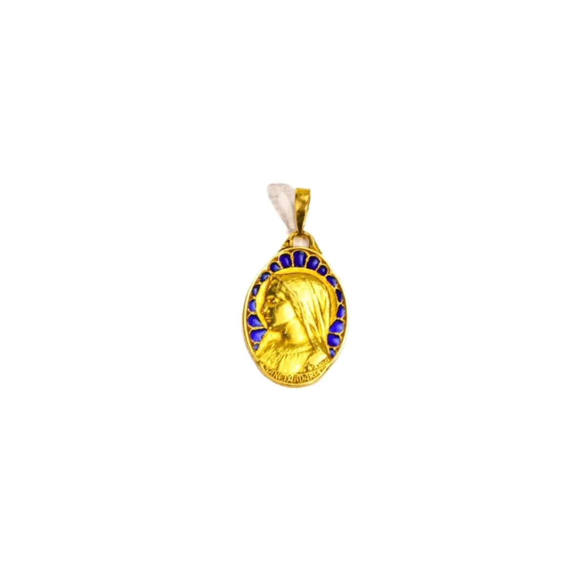 Médaille Vierge émail plique-à-jour et or signée Dropsy