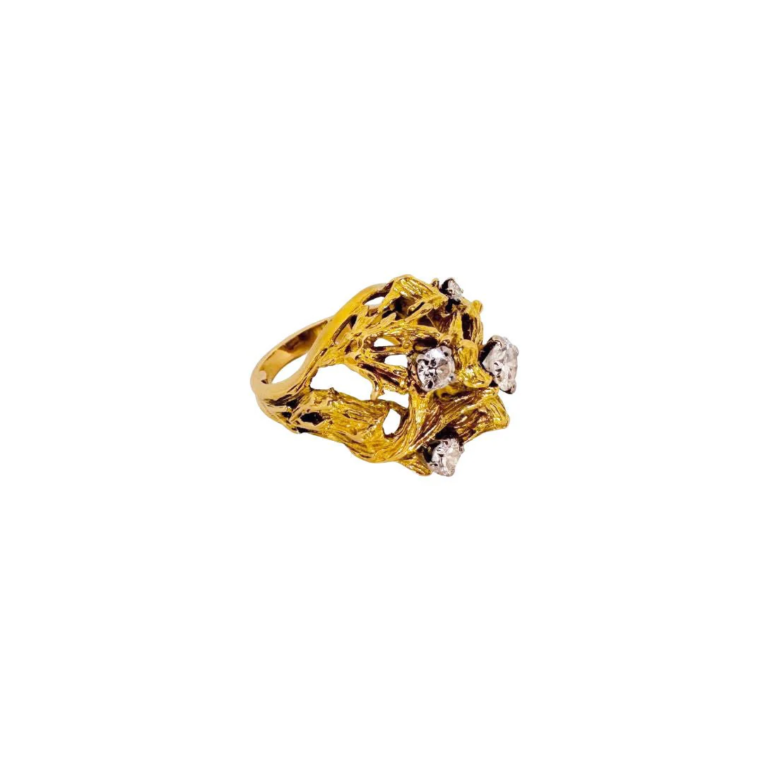 Bague Dôme en or jaune et diamants - Image 3