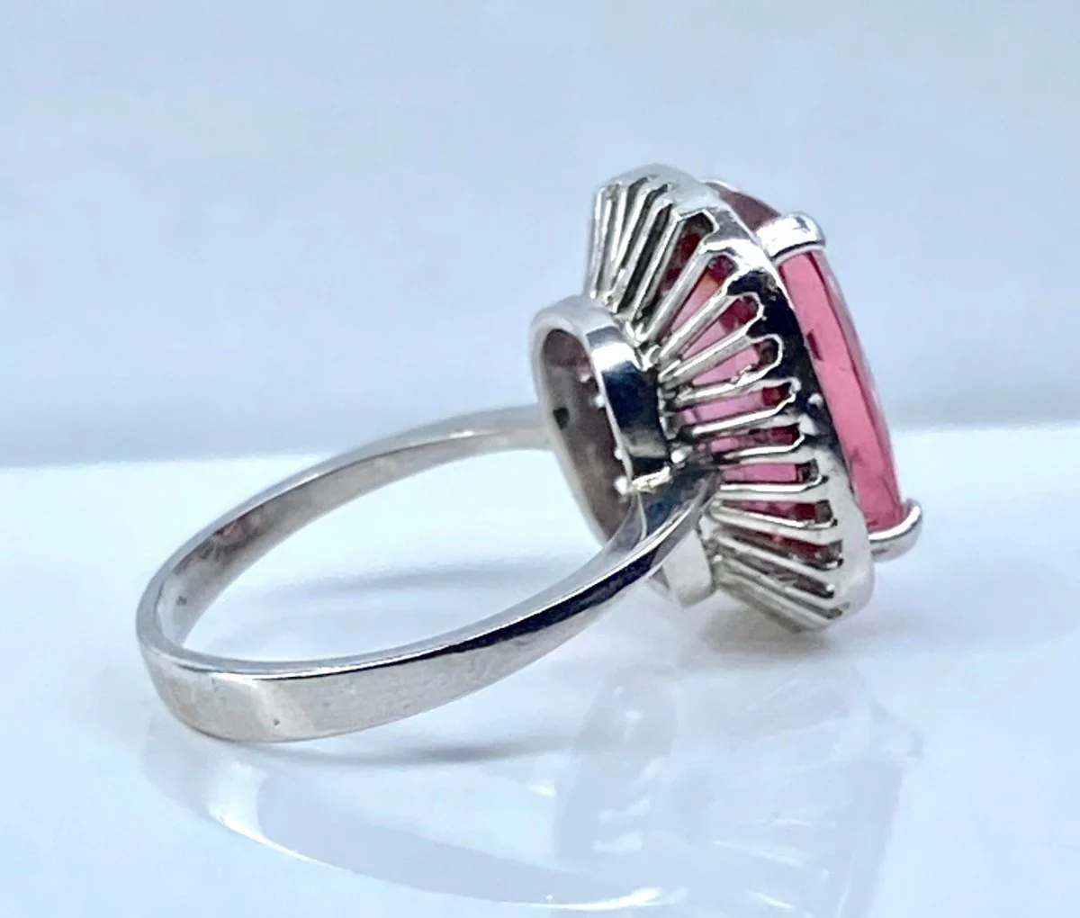 Bague en or blanc 18 carats, tourmaline rose et diamants - Image 7