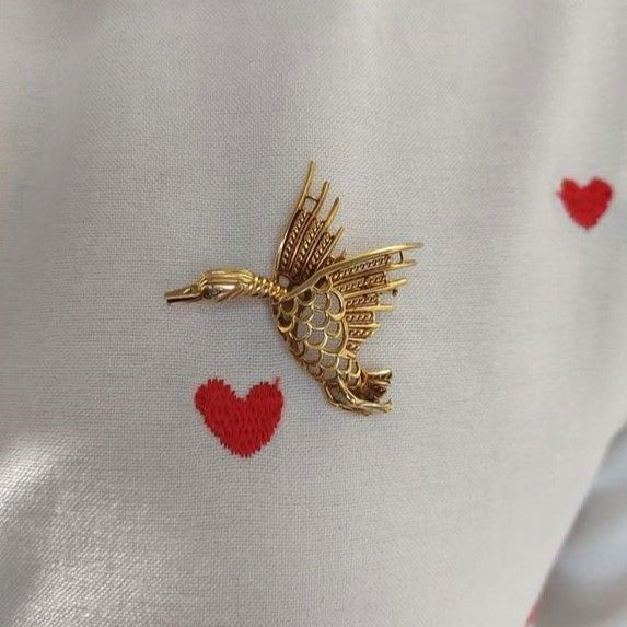 Broche Canard en or jaune et diamant - Image 2