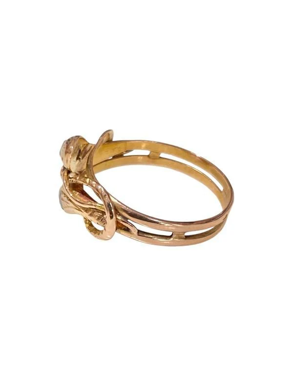 Bague ancienne à deux têtes de serpents en or rose 18k - Image 7