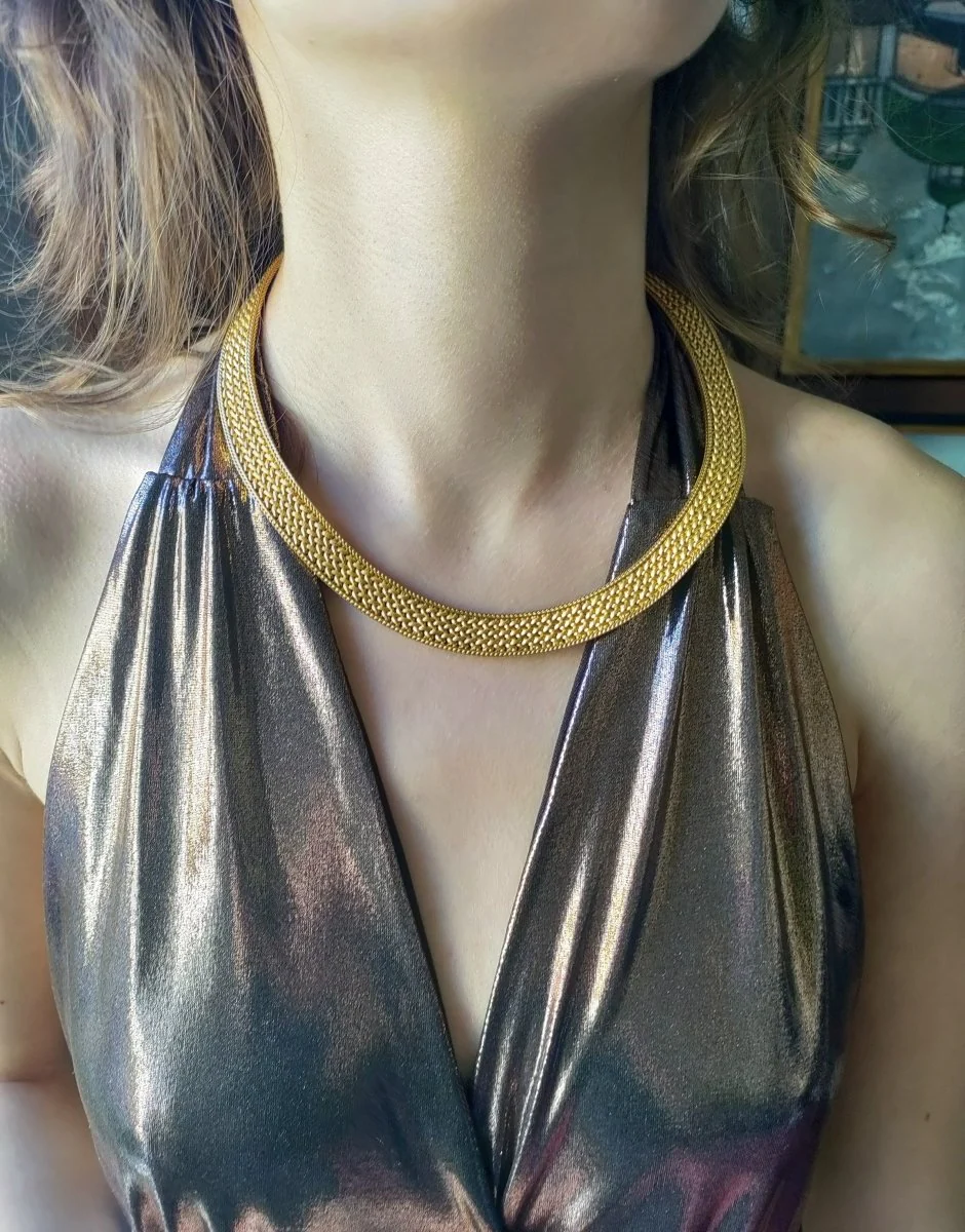 Collier ras de cou Or jaune maille  polonaise - Image 2
