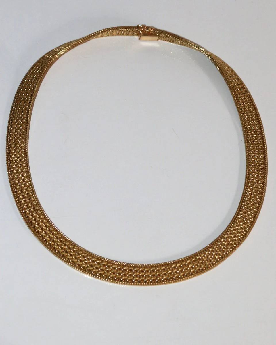 Collier ras de cou Or jaune maille  polonaise - Image 4