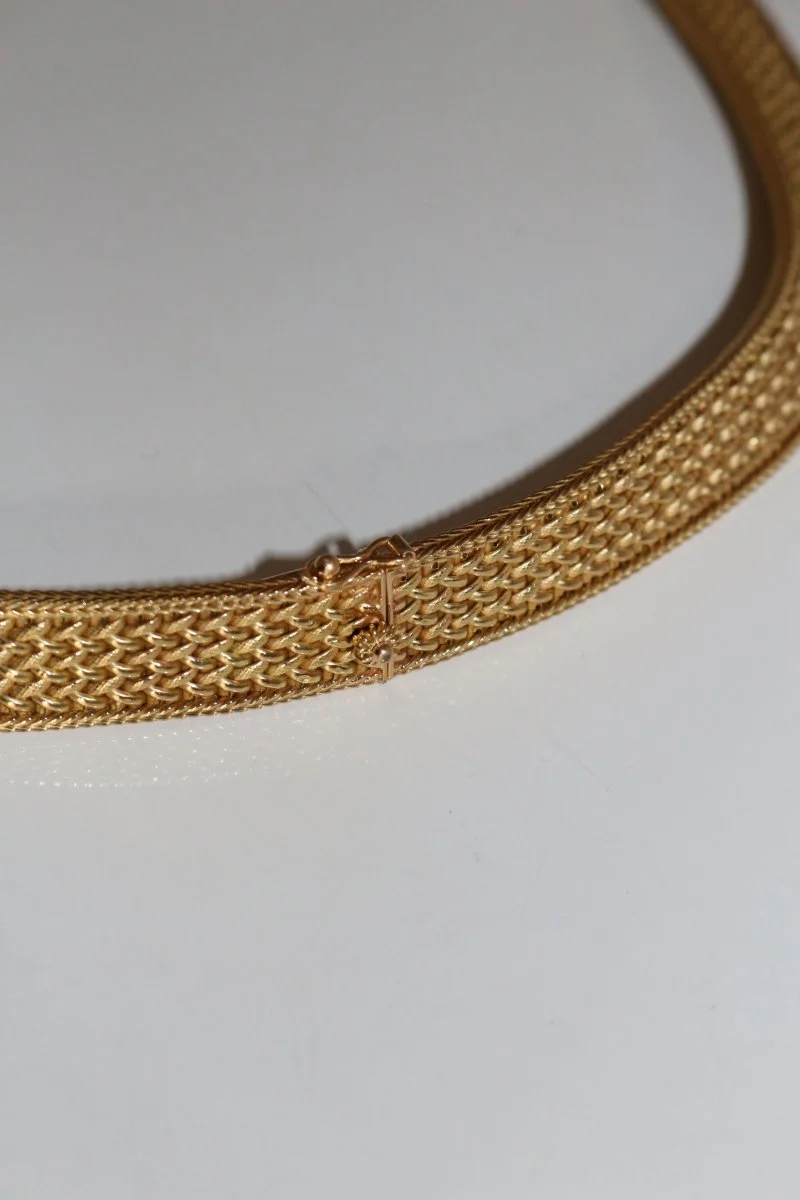 Collier ras de cou Or jaune maille  polonaise - Image 8