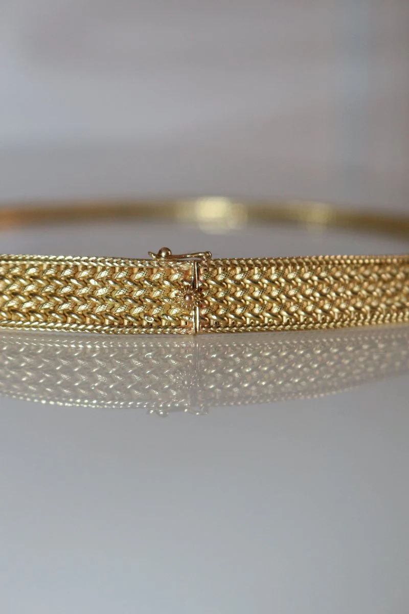 Collier ras de cou Or jaune maille  polonaise - Image 9