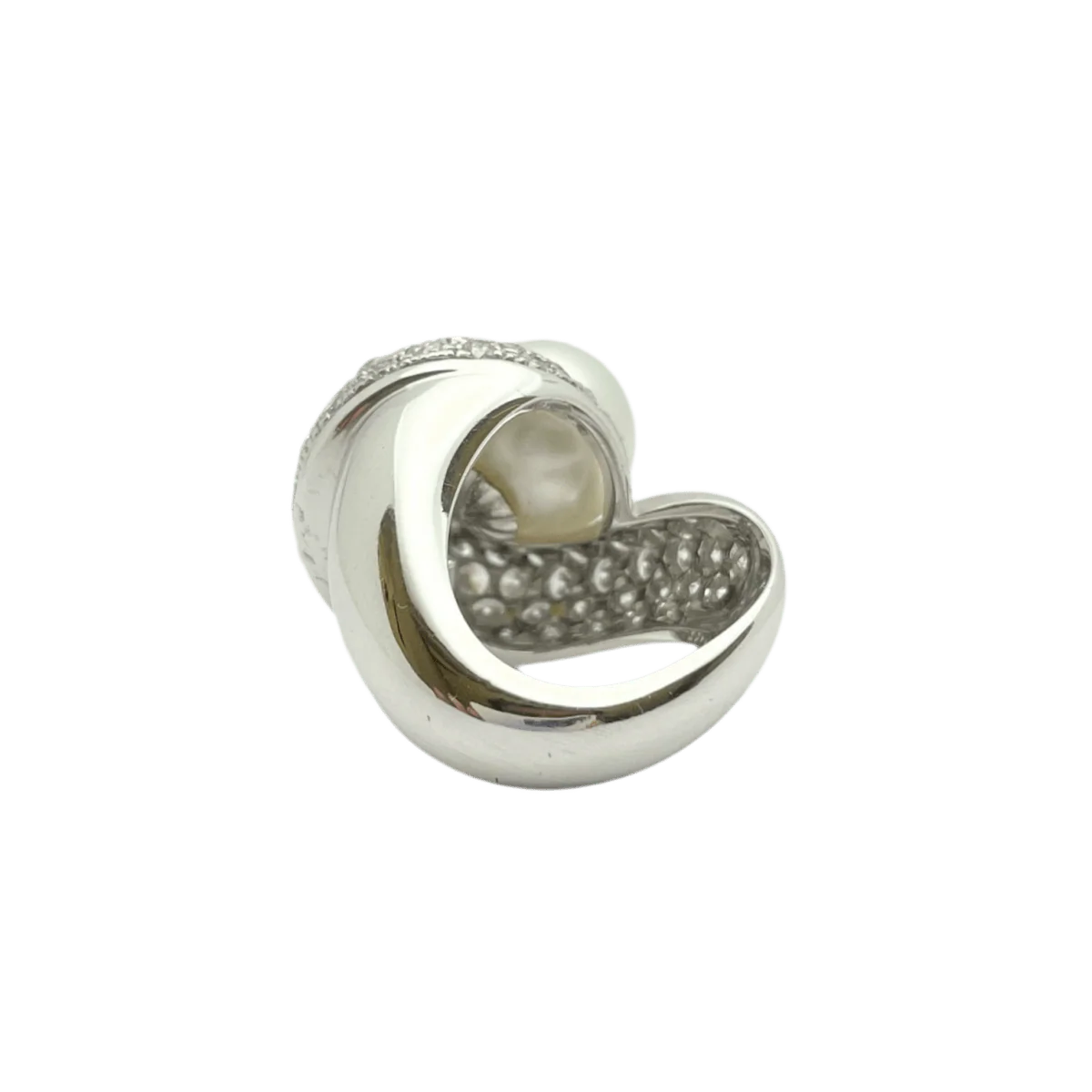 Bague en or blanc, perle et diamants - Image 3