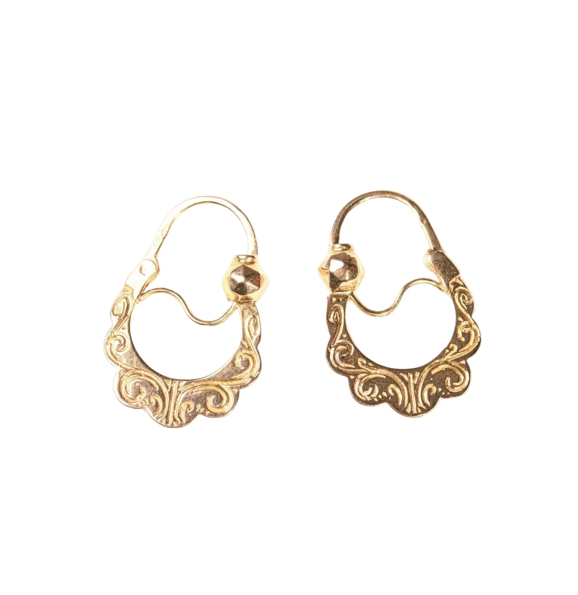 Boucles d'oreilles Créoles en or blanc, or jaune et or vert - Image 4