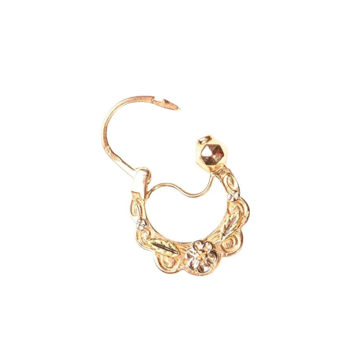 Boucles d'oreilles Créoles en or blanc, or jaune et or vert - Image 5