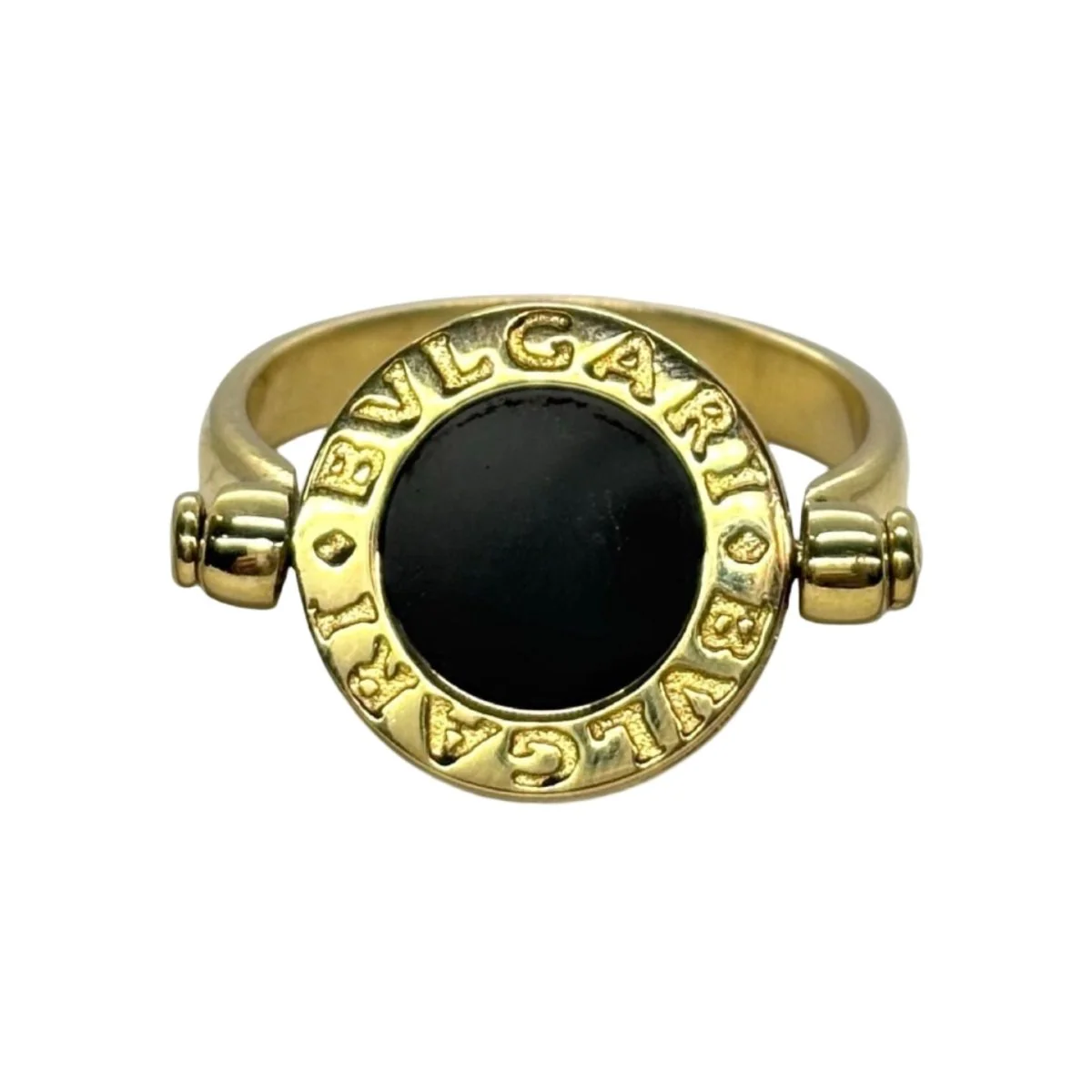 Bague Bulgari Réversible or jaune nacre et onyx