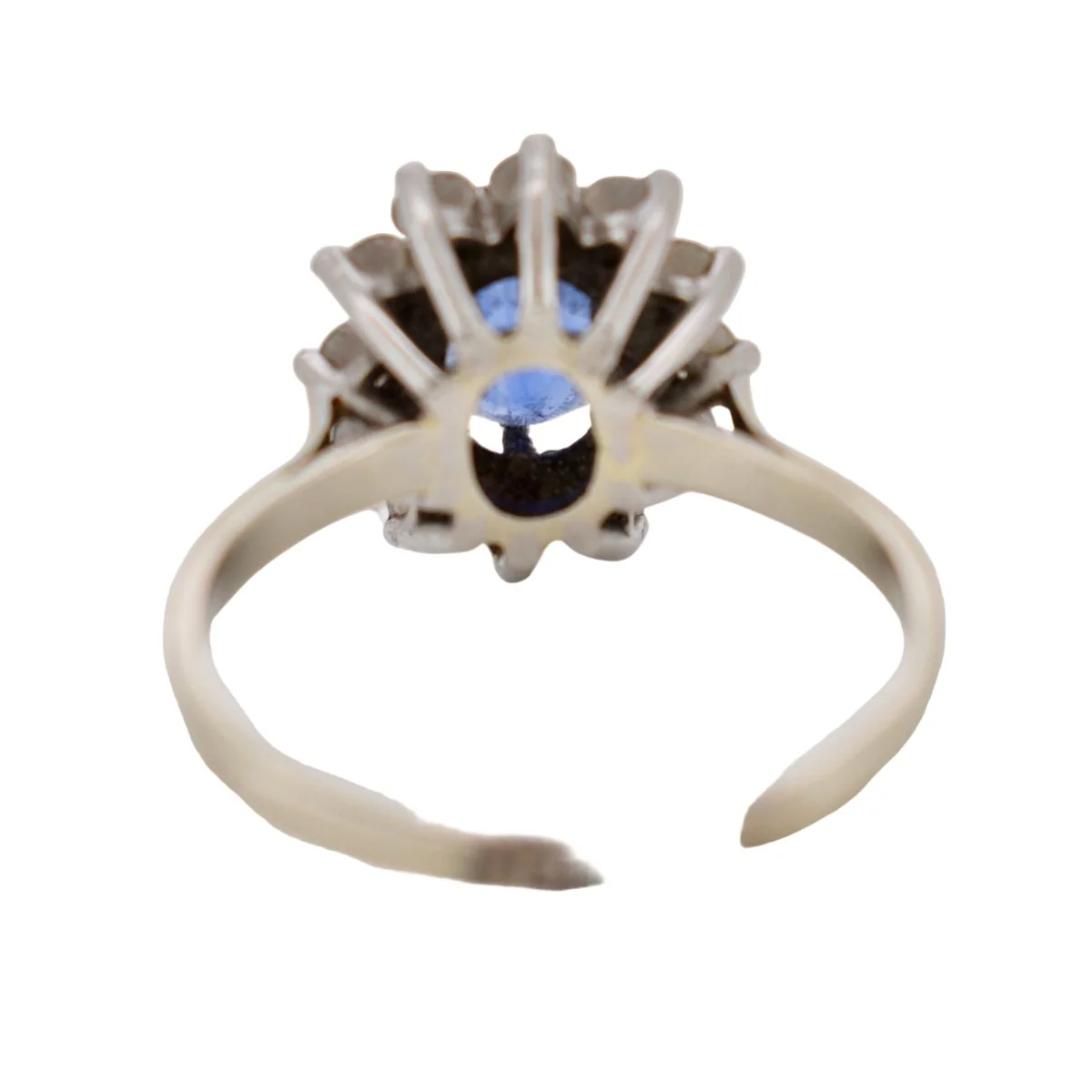 Bague Marguerite en or blanc, platine, saphir et diamants - Image 5