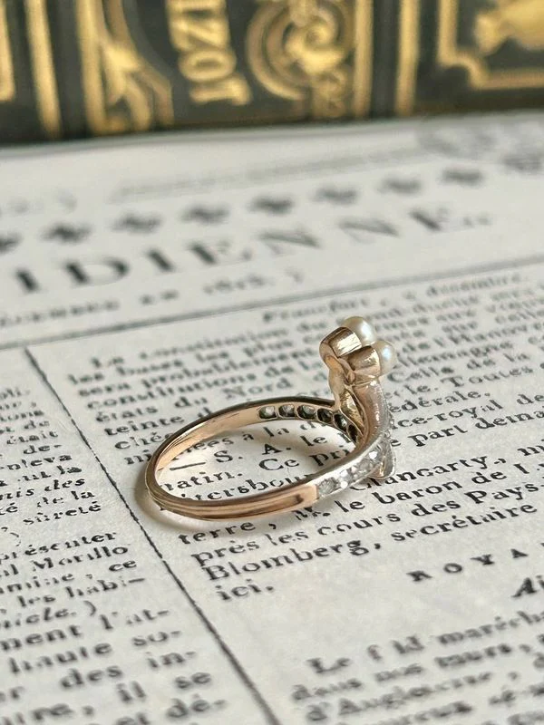 Bague ancienne trèfle en or jaune 18k et argent - Image 2