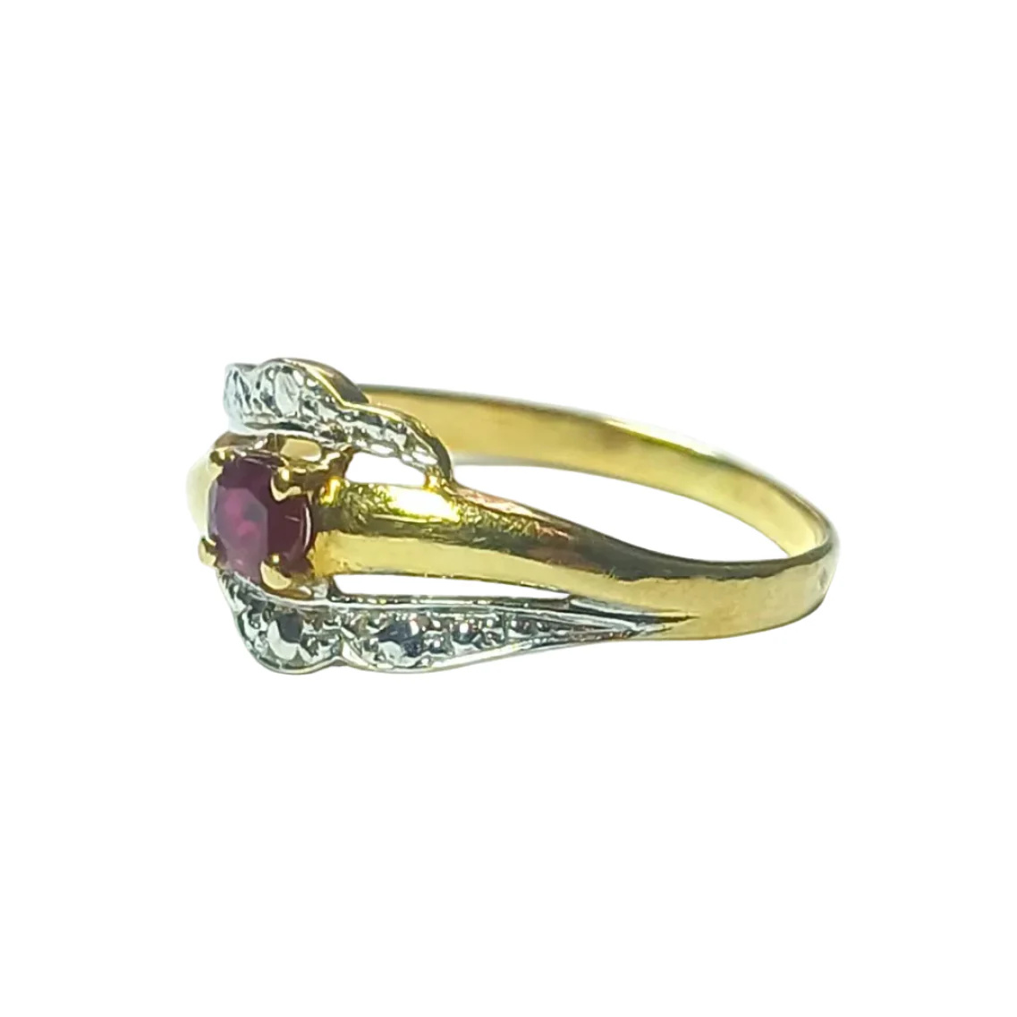 Bague en or jaune, or blanc, et rubis - Image 3