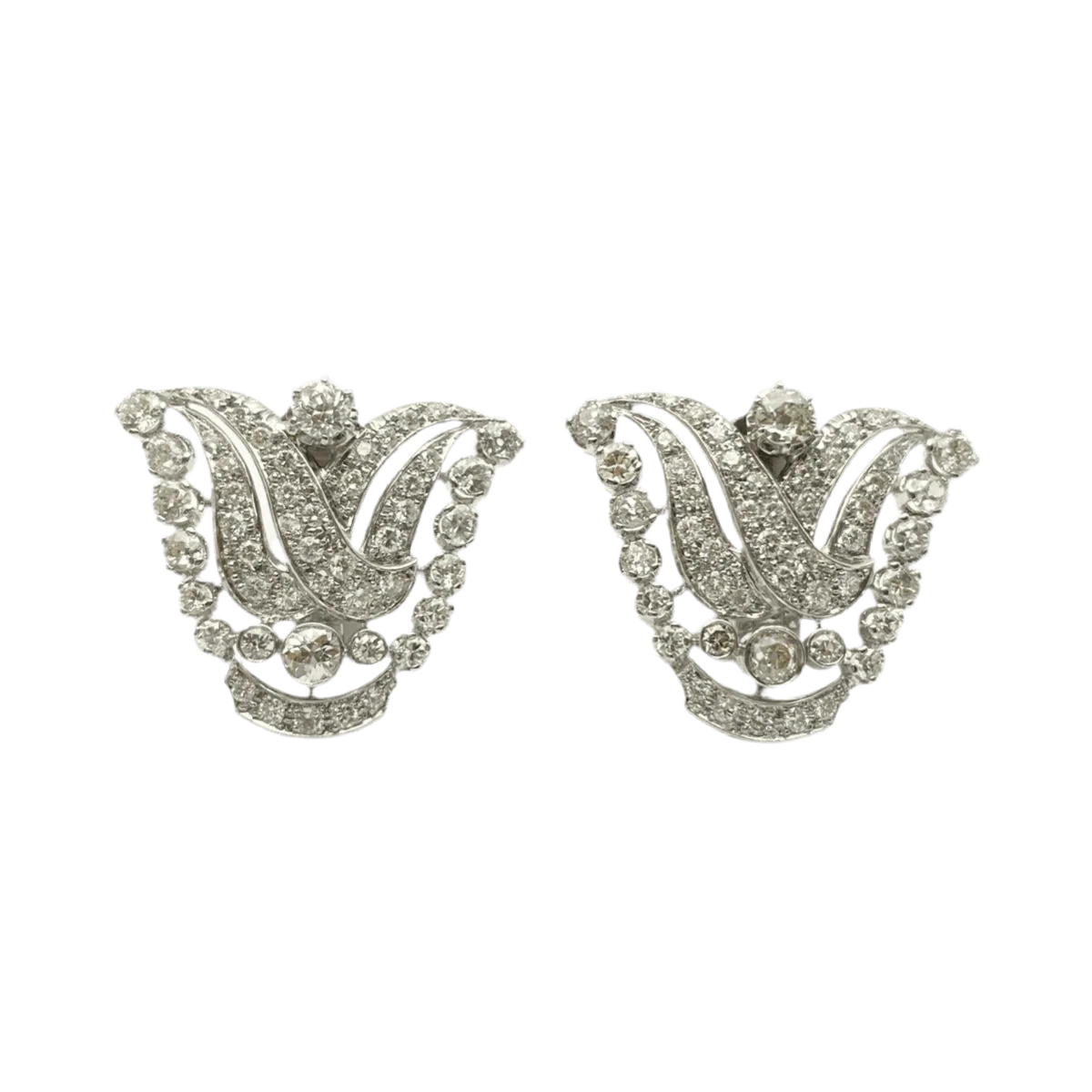 Boucles d'oreilles Clips en or blanc et diamants
