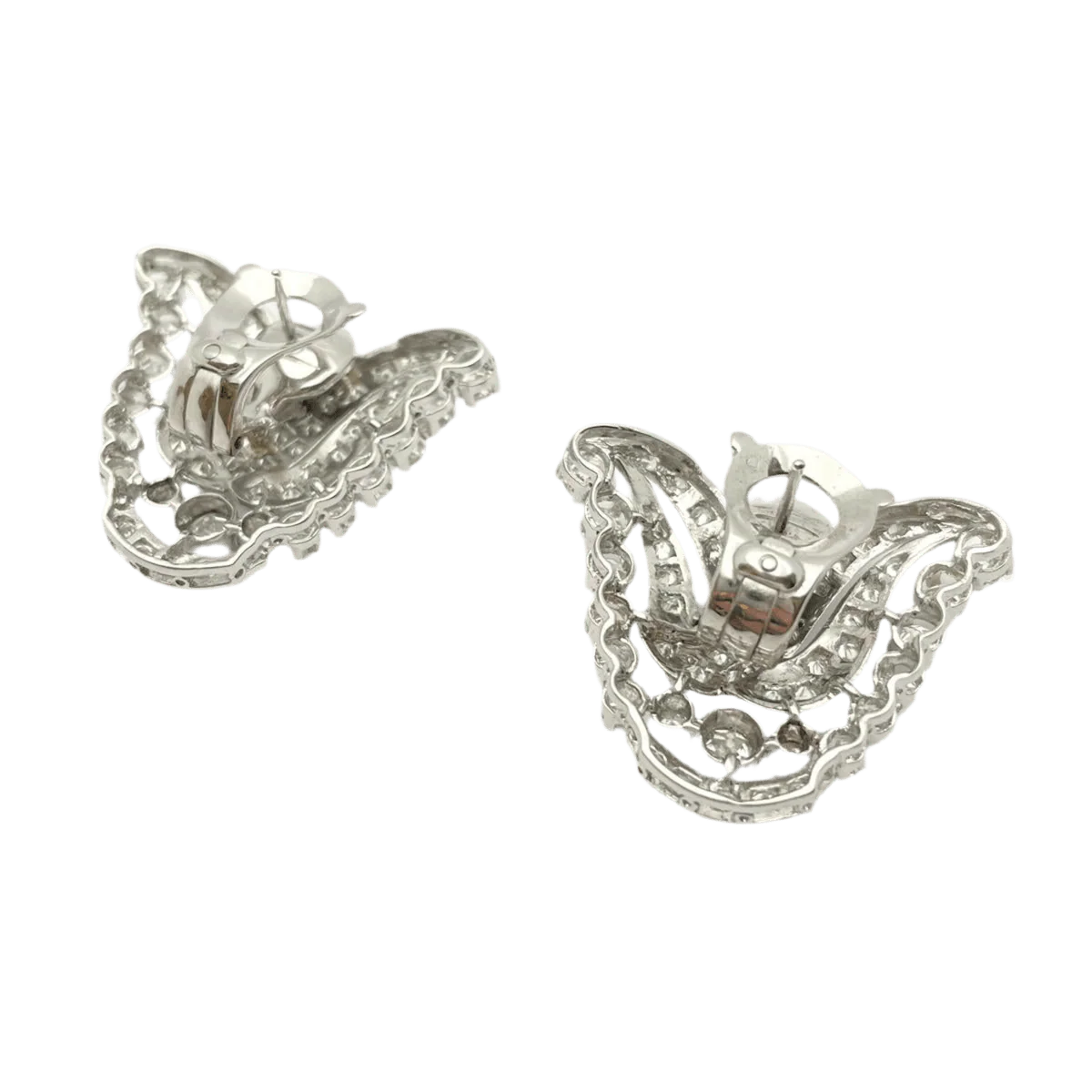Boucles d'oreilles Clips en or blanc et diamants - Image 3