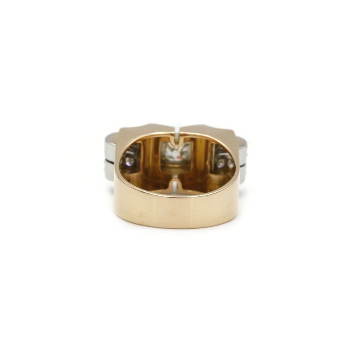 Bague Tank en or jaune, platine et diamants - Image 2