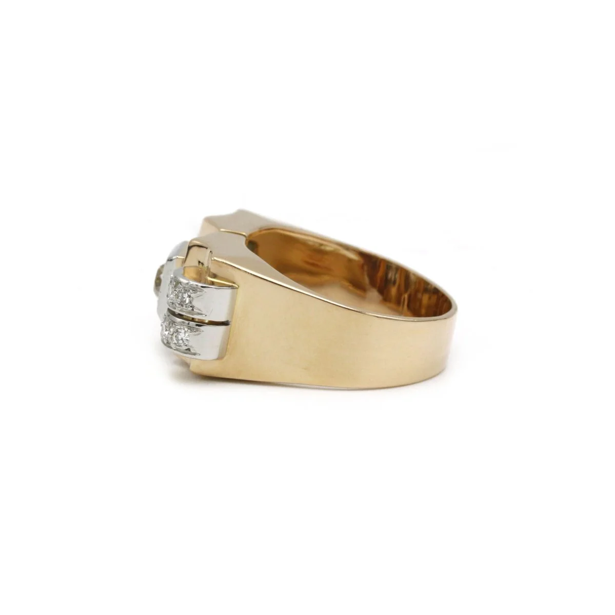 Bague Tank en or jaune, platine et diamants - Image 3