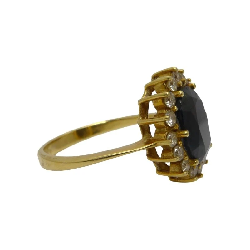 Bague Marguerite or jaune, saphir et diamants - Image 4