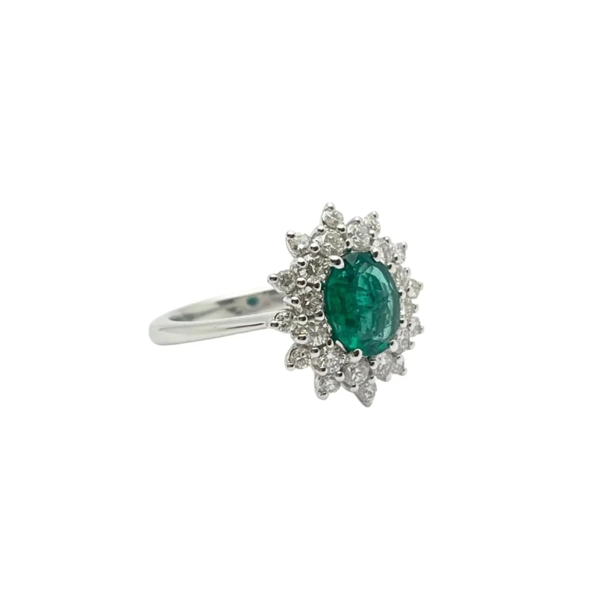 Bague en or blanc, émeraude et diamants - Image 5
