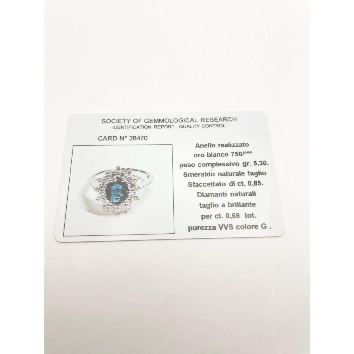Bague en or blanc, émeraude et diamants - Image 7