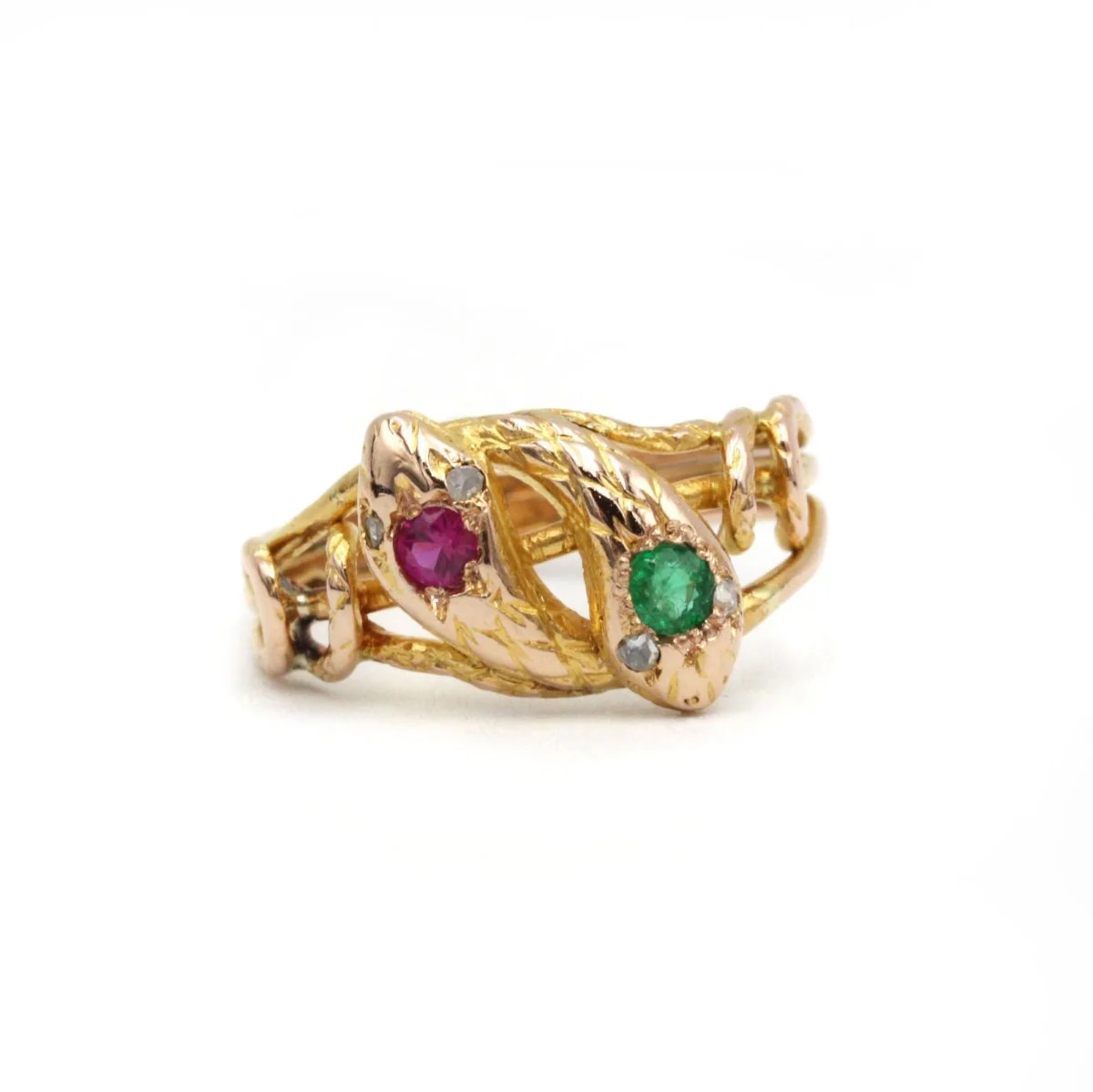Bague Serpent - Or, Diamants, Rubis & Emeraude