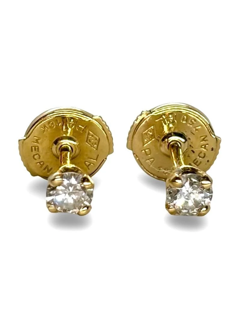 Puces d'oreilles or jaune et diamants 0,26 ct