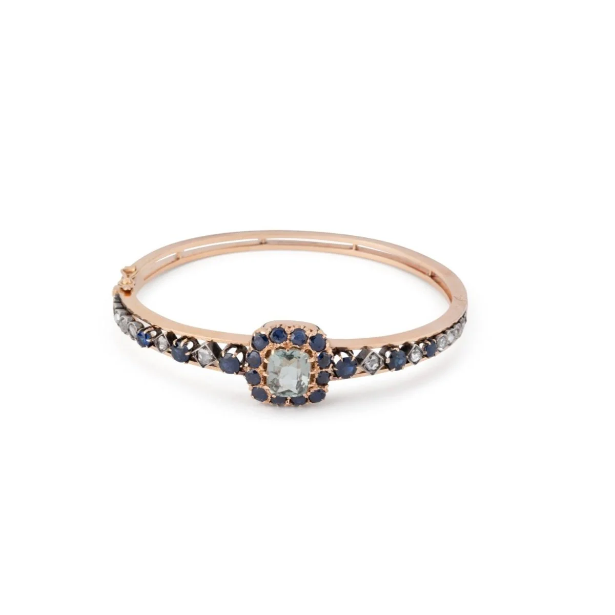 Bracelet Jonc "Joséphine" en or jaune, saphirs, améthyste et diamants