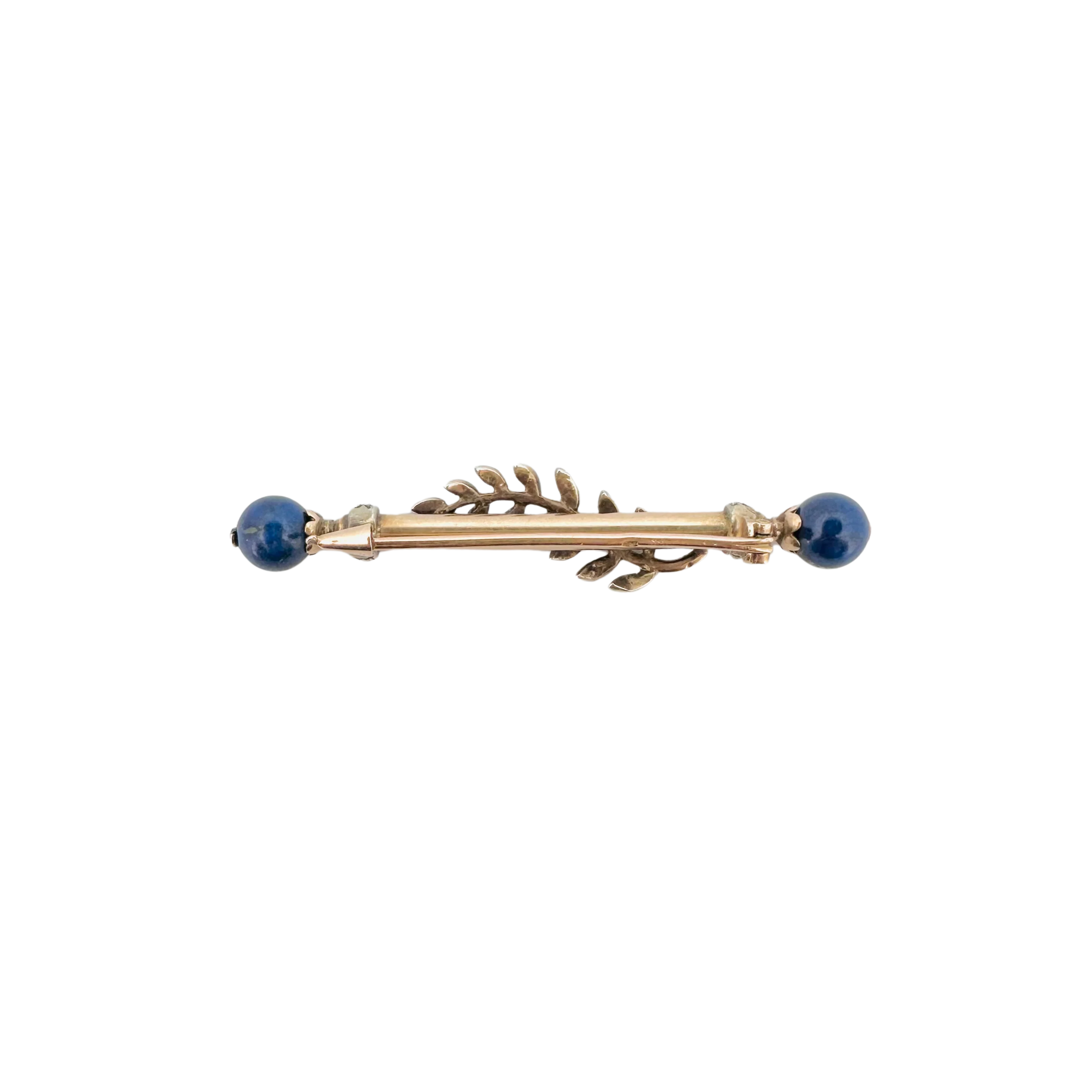 Broche en or rose, lapis-lazuli et perles - Image 4