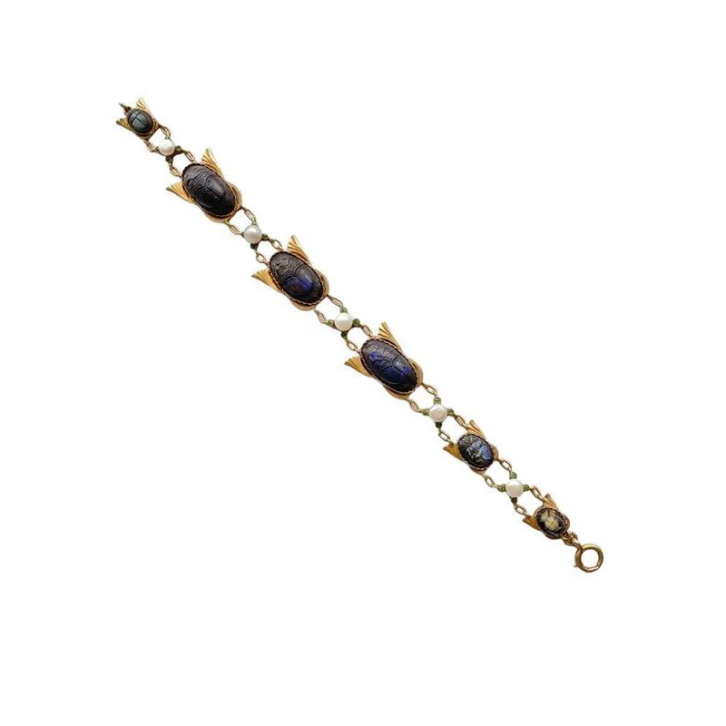Renouveau égyptien bracelet, en or jaune 18k serti de 6 scarabées