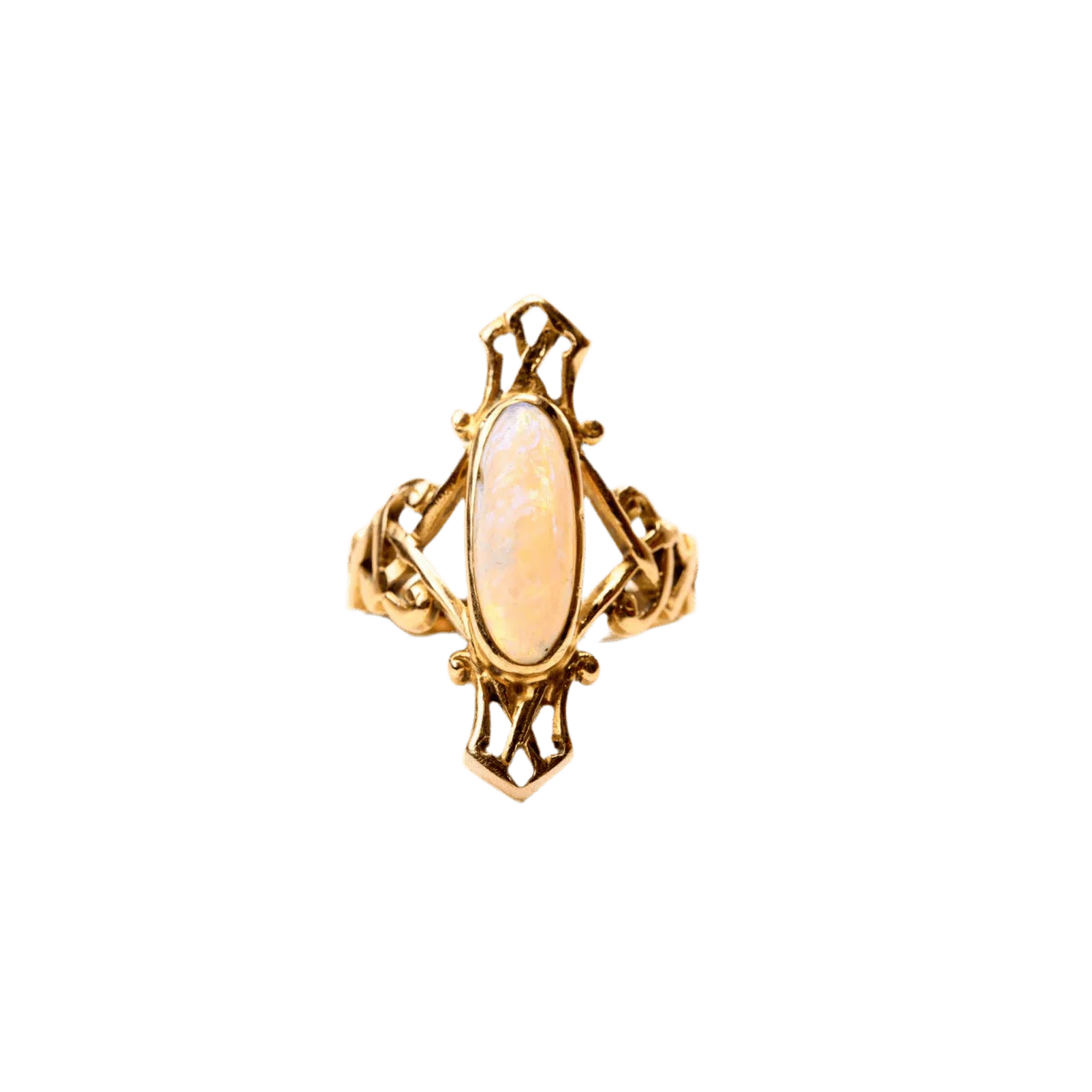 Bague Marquise en or jaune et opale