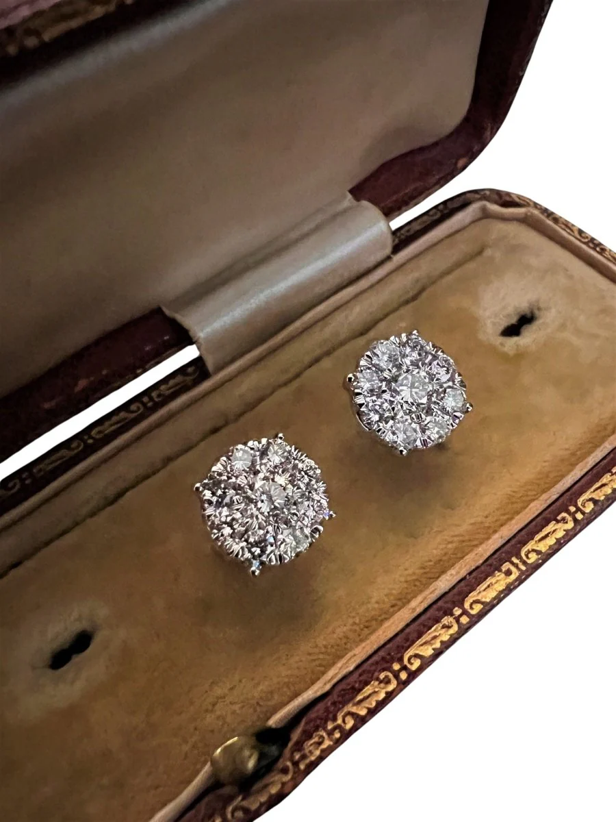 Boucles d'oreilles en or blanc et diamant - Image 2