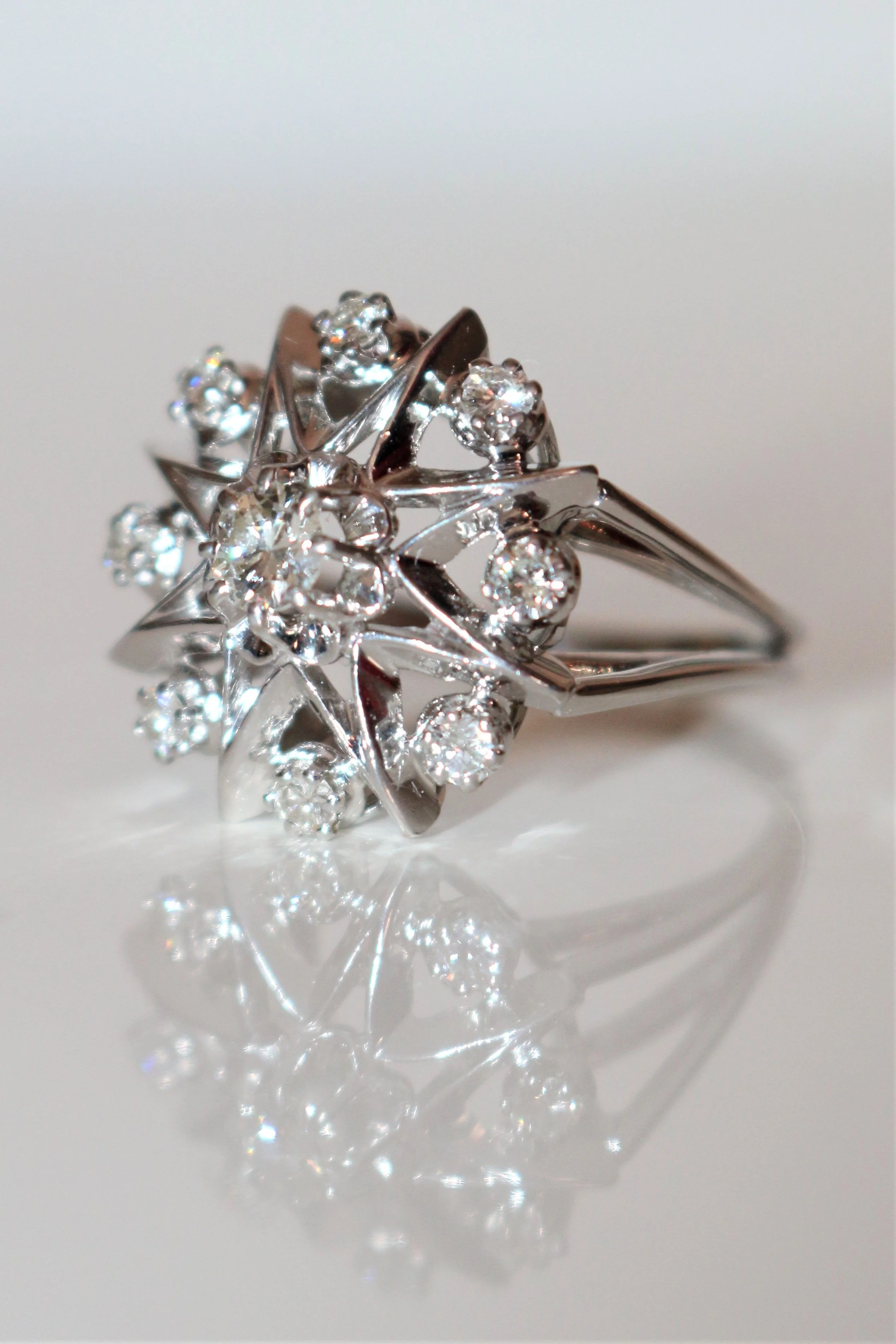 Bague étoile Or Gris Et Diamants - Image 8